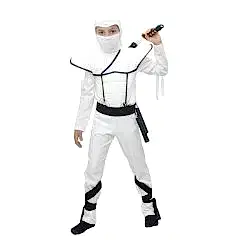 Herkese Kostüm Gizli Ninja Çocuk Kostümü Beyaz Lüks 9-10 Yaş
