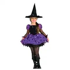 Hkostüm Cadılar Bayramı Işıklı Cadı Kostümü Mor 7-8 Yaş