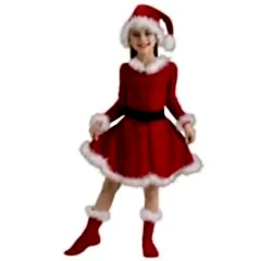 Yılbaşı Çocuk Noel Anne Kostümü 9-10 Yaş