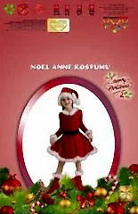 Yılbaşı Çocuk Noel Anne Kostümü 9-10 Yaş
